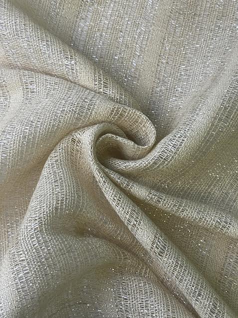 Beige & Silver Woven Stripe | Linen Lurex | Made in Italy