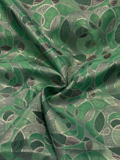 Green and Gold Geometric | Silk Brocade | Made in Italy