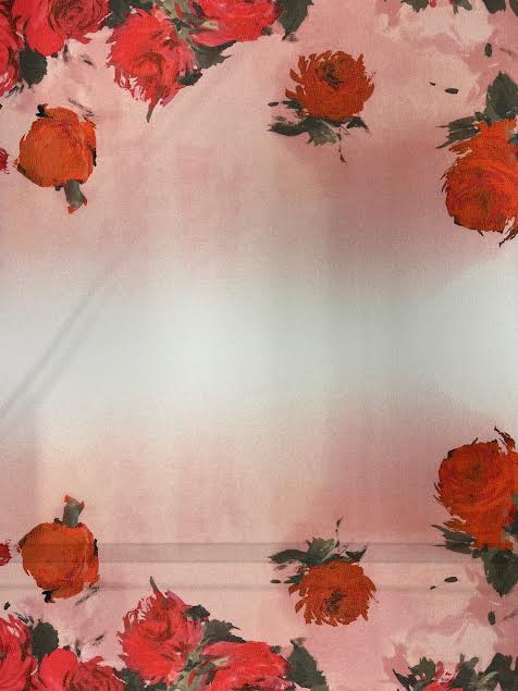 Rose Floral Border Print | Viscose | Made in Italy