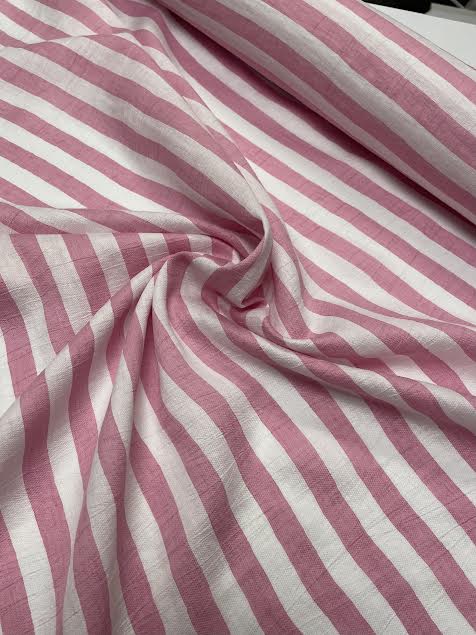 Mona Lisa | Pink and White 3/4" Stripe Cotton | Made in Italy