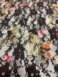 Pink Floral on Green With Sequins | Lace | Made in Italy