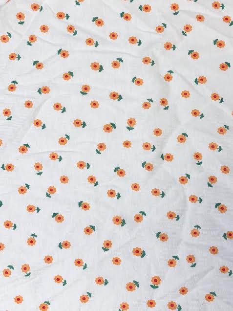White with Small Sunflowers | Cotton Knit