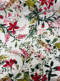Multicolor Jewel Tone Floral on White | Viscose | Made in Italy