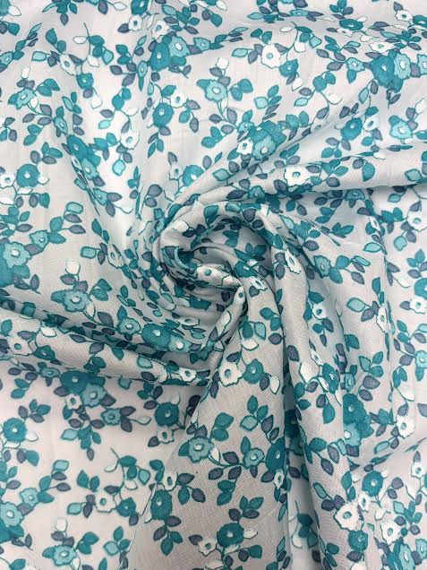 Baby Blue with Teal Flowers | Liberty Cotton