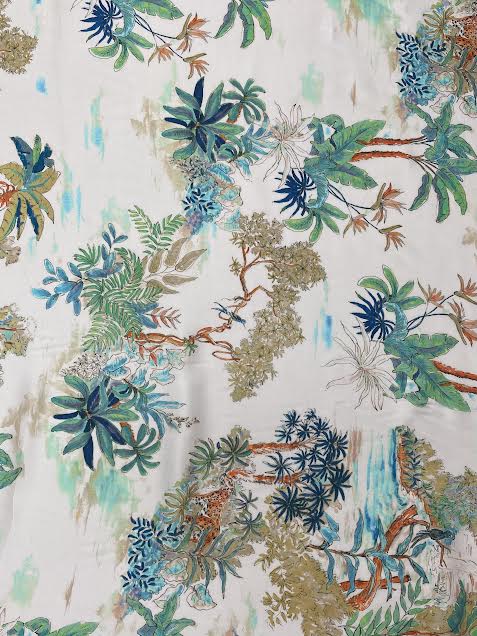 Greem Palms on Cream | Viscose | Made in Italy