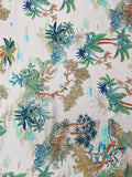 Greem Palms on Cream | Viscose | Made in Italy
