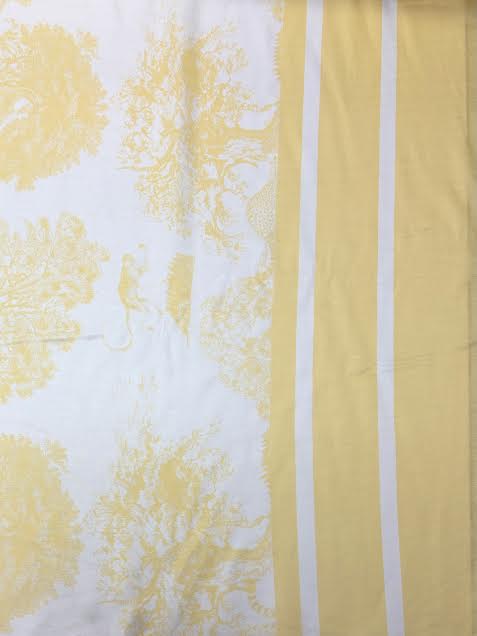 Yellow Nature Print with Stripe Border | Viscose | Made in Italy