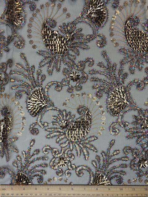 Embellished Paislies Mesh | Made in Italy