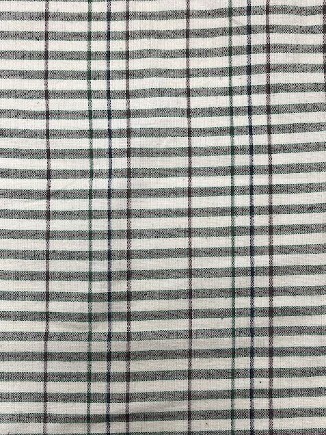 Light Green, Navy, and Brown Yarn Dyed Plaid | Cotton