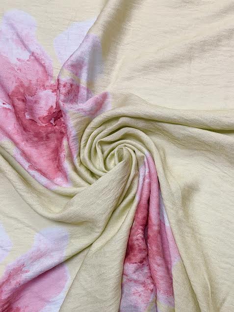 Deadstock Pink Jumbo Floral on Green | Viscose | Made in Italy
