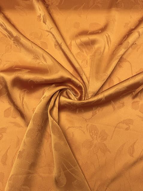 Orange Floral Jacquard Satin | Poly Viscose Blend | Made in Italy