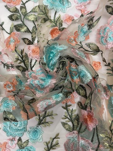 Pink and Light Blue Floral Ombre | Lace