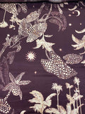 Plum Purple Leaf Print | Viscose | Made in Italy