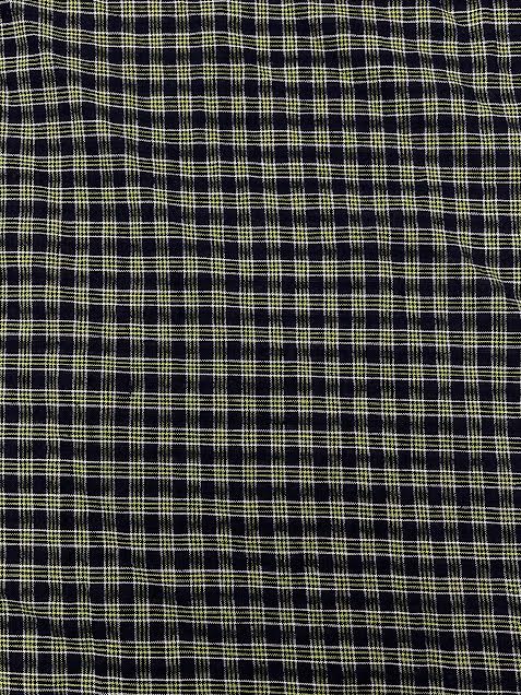 Navy Blue, Neon Green, and White Yarn Dyed Plaid | Cotton