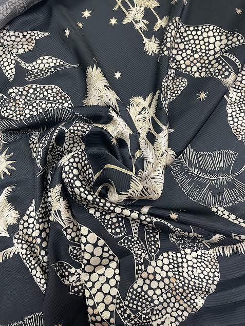 Black Leaf Print | Viscose | Made in Italy