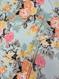 Emanuel Ungaro | Pink & Yellow Florals on Mint Green Viscose Knit | Made in Italy
