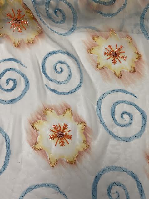 Swirls & Stars Embroidered Design | Silk | Made in Italy