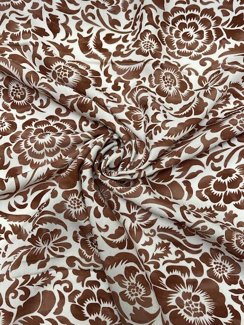 Brown & Cream Floral Print | Viscose | Made in Italy