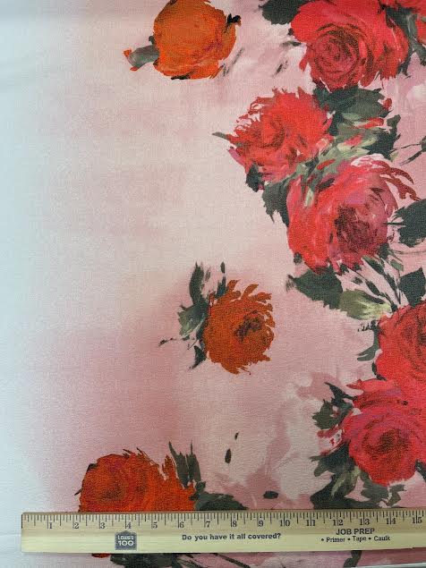Rose Floral Border Print | Viscose | Made in Italy