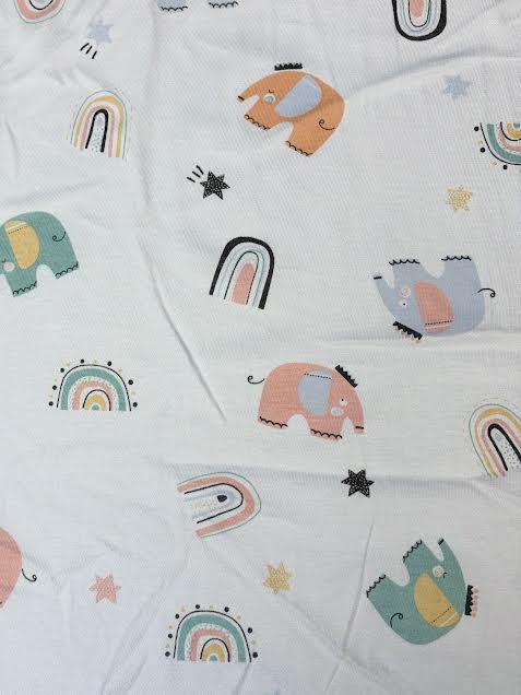 Baby Blue with Elefant Print | Cotton Knit