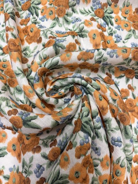 Orange Blurred Floral | Linen | Made in Italy