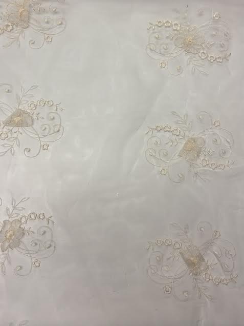 Cream 3D Floral Embroidered Organza