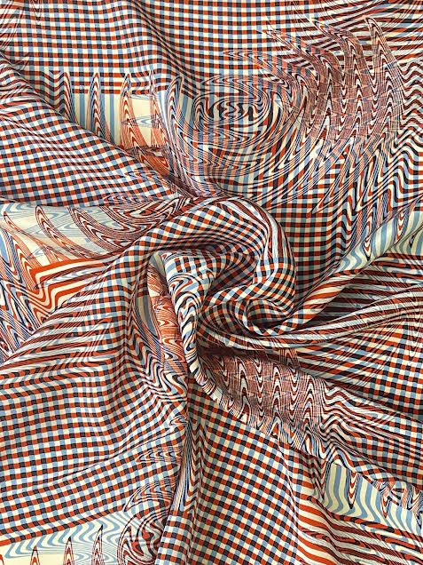 Red & Blue Checkered Swirl | Silk | Made in Italy