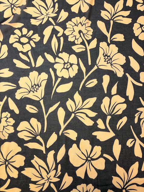 Orange Floral on Black | Viscose | Made in Italy