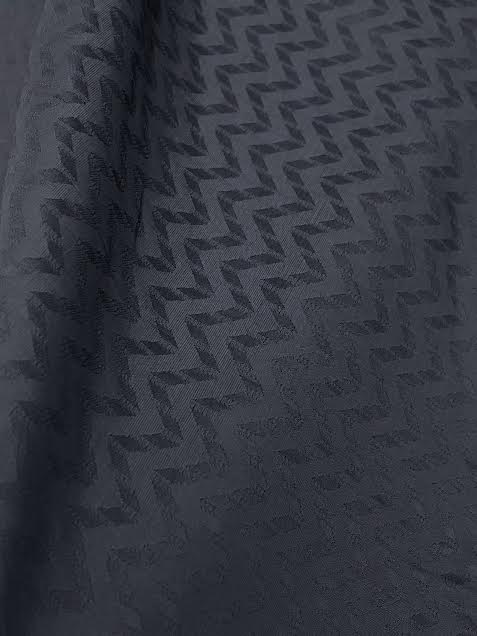 Navy Blue Zig Zag Jacquard | Viscose | Made in Italy