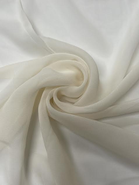 Cream Solid Chiffon | Silk