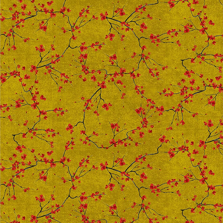 Cherry Blossom Branches Metallic in Gold | CHONG-A HWANG | Lotus Garden