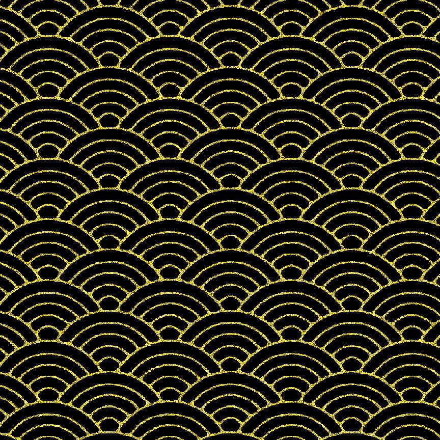 Japanese Seigaiha Metallic in Black | CHONG-A HWANG | Lotus Garden