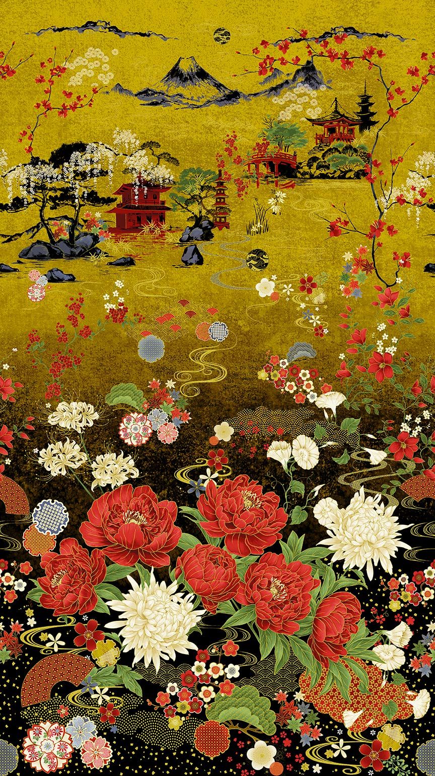 Lotus Garden Met Panel 24" in Multi | CHONG-A HWANG | Lotus Garden | Price per Panel