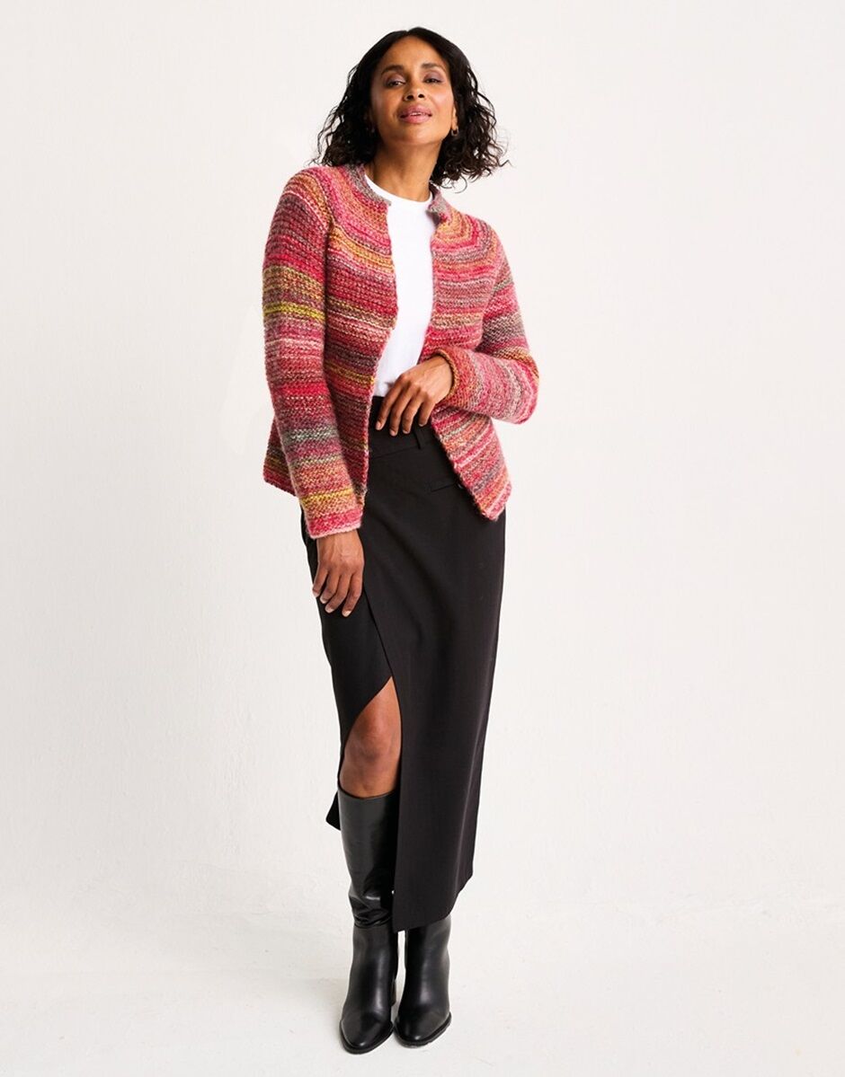 REAL GEM JACKET KNITTING PATTERN IN JEWELSPUN WITH WOOL CHUNKY Self Striping Yarn