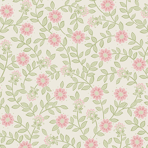 Field Floral 108" Green/Pink | Benartex Studio | Backings & Basics 108" Wide