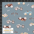 Race Cars in Dusty Blue | Avalana Jersey | Stof Fabrics 19-1578