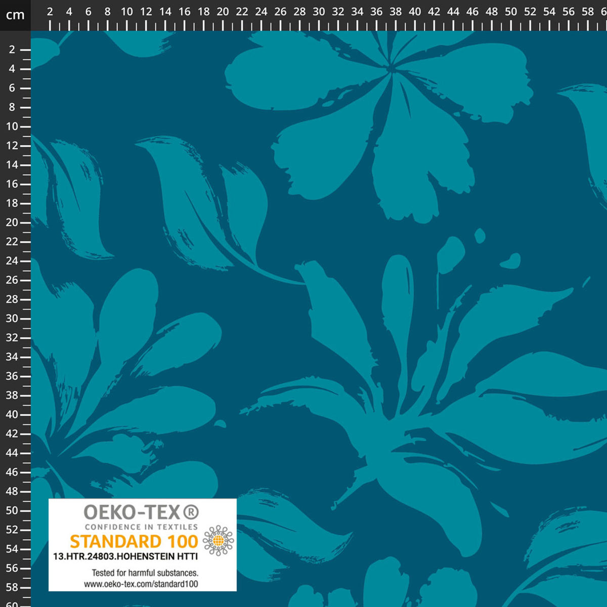Large Flowers in Teal | Avalana Jersey | Stof Fabrics 19-1618
