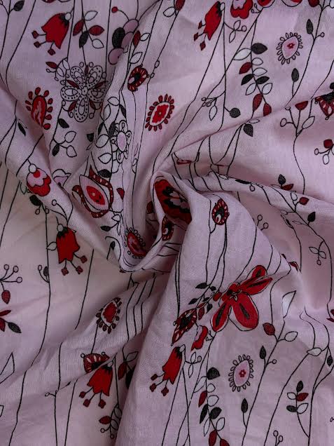 Pink With Florals | Cotton Voile