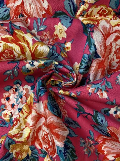 Pink With Flowers | Cotton Spandex