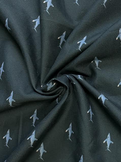 Navy With Sharks | Rayon Cotton