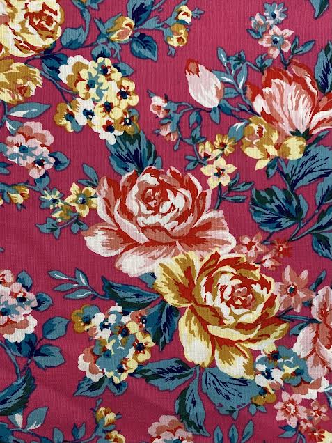 Pink With Flowers | Cotton Spandex