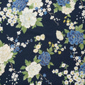 Japanese Peony Prints Cotton Sheeting - Navy