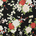 Japanese Peony Prints Cotton Sheeting - Black