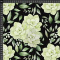 White Flowers on Black | Avalana Ecovero Jersey | Stof Fabrics 25-298