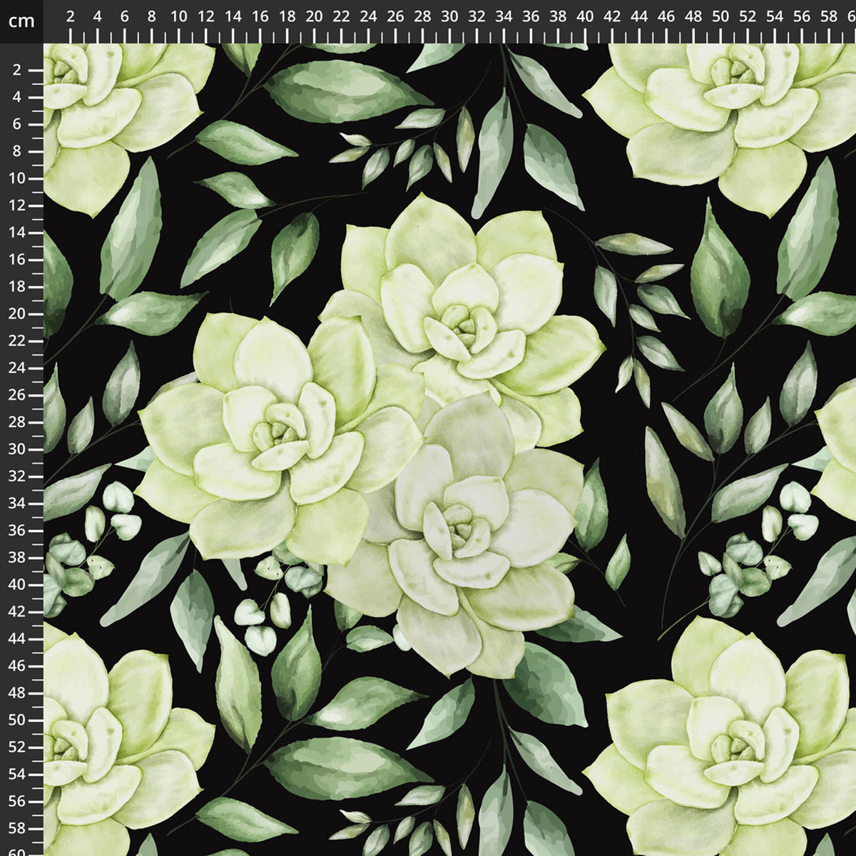 White Flowers on Black | Avalana Ecovero Jersey | Stof Fabrics 25-298