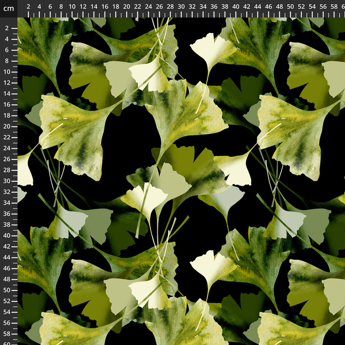 Green Leaves on Black | Avalana Ecovero Jersey | Stof Fabrics 25-312