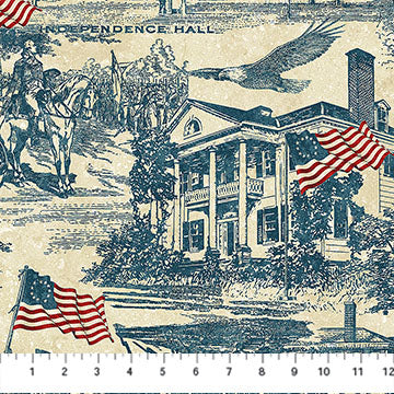 Toile in Navy-Beige  | America 250-Stonehenge