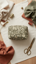 Olive Floral Print Sewing Kit