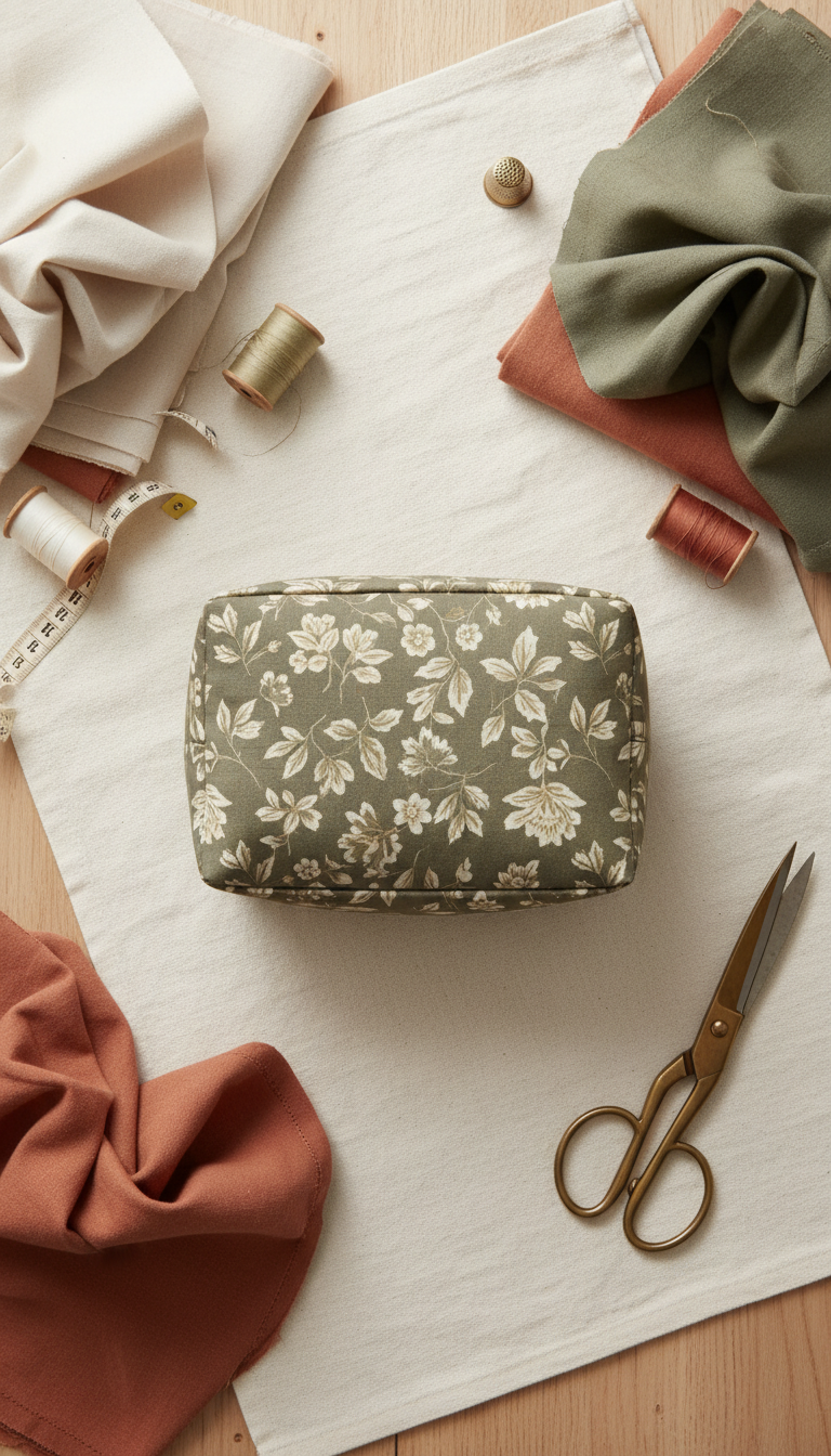 Olive Floral Print Sewing Kit