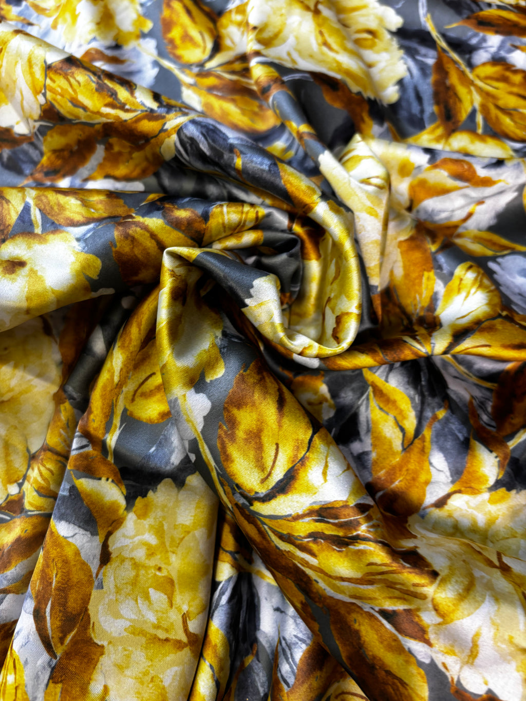 Gold Flowers on Grey | Satin-Like